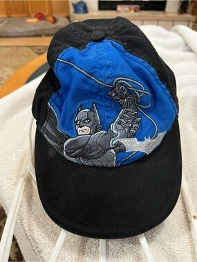 Kids Black & Blue Batman Embroidered Baseball Cap "The Dark Knight"